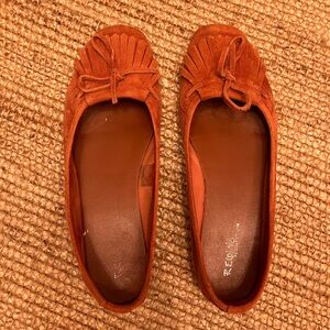 Orange Women's Suede Loafers